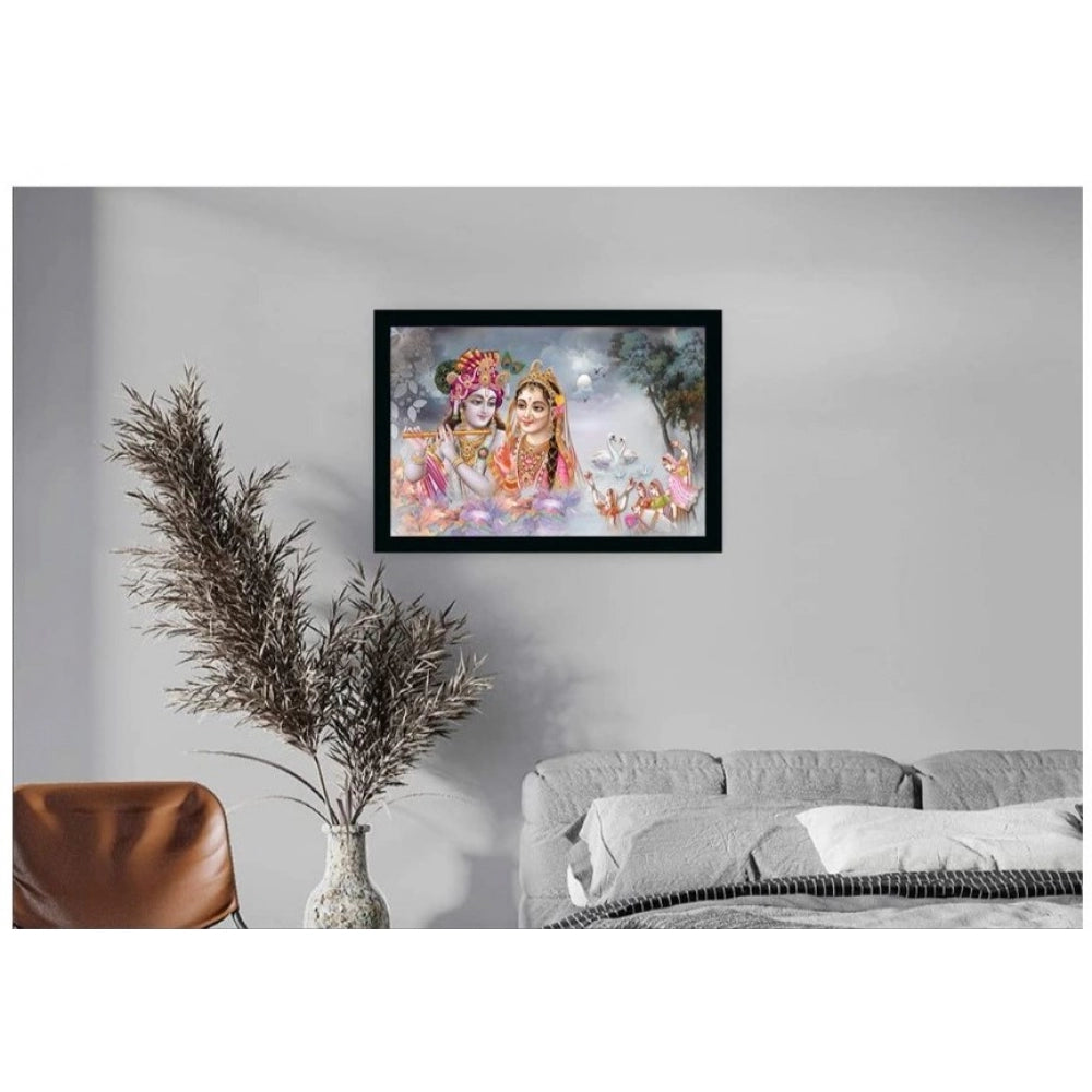 Fashion Radha Krishna Painting with Synthetic Photo Frame (Multicolor)