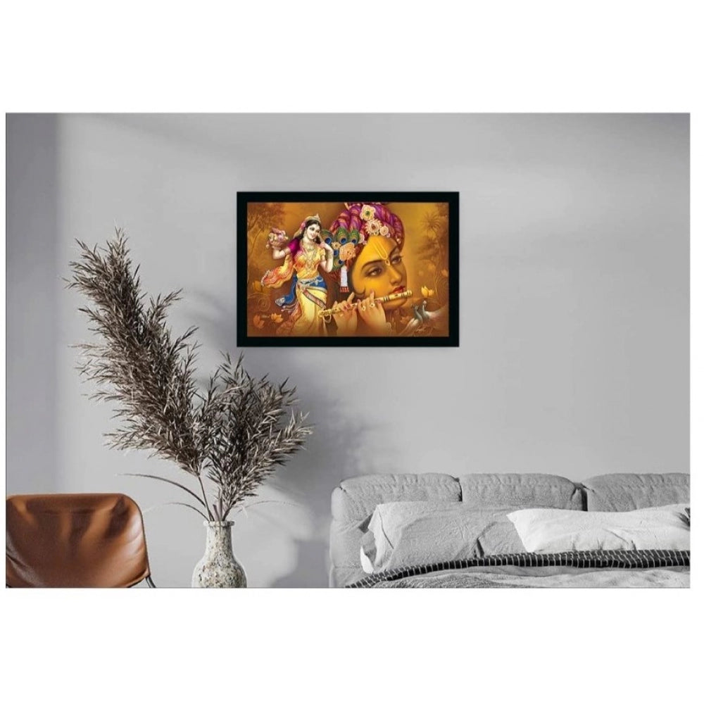 Amfyn Radha Krishna Painting with Synthetic Photo Frame (Multicolor)