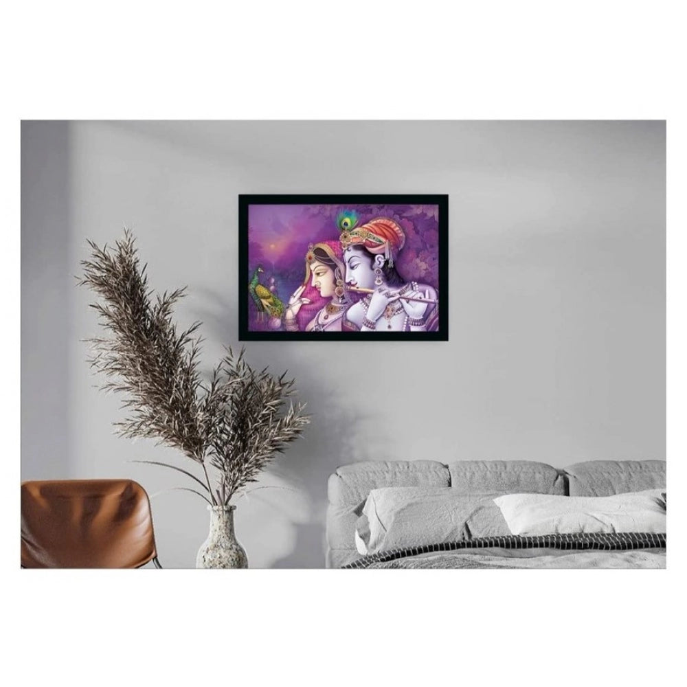 Amfyn Radha Krishna Painting with Synthetic Photo Frame (Multicolor)