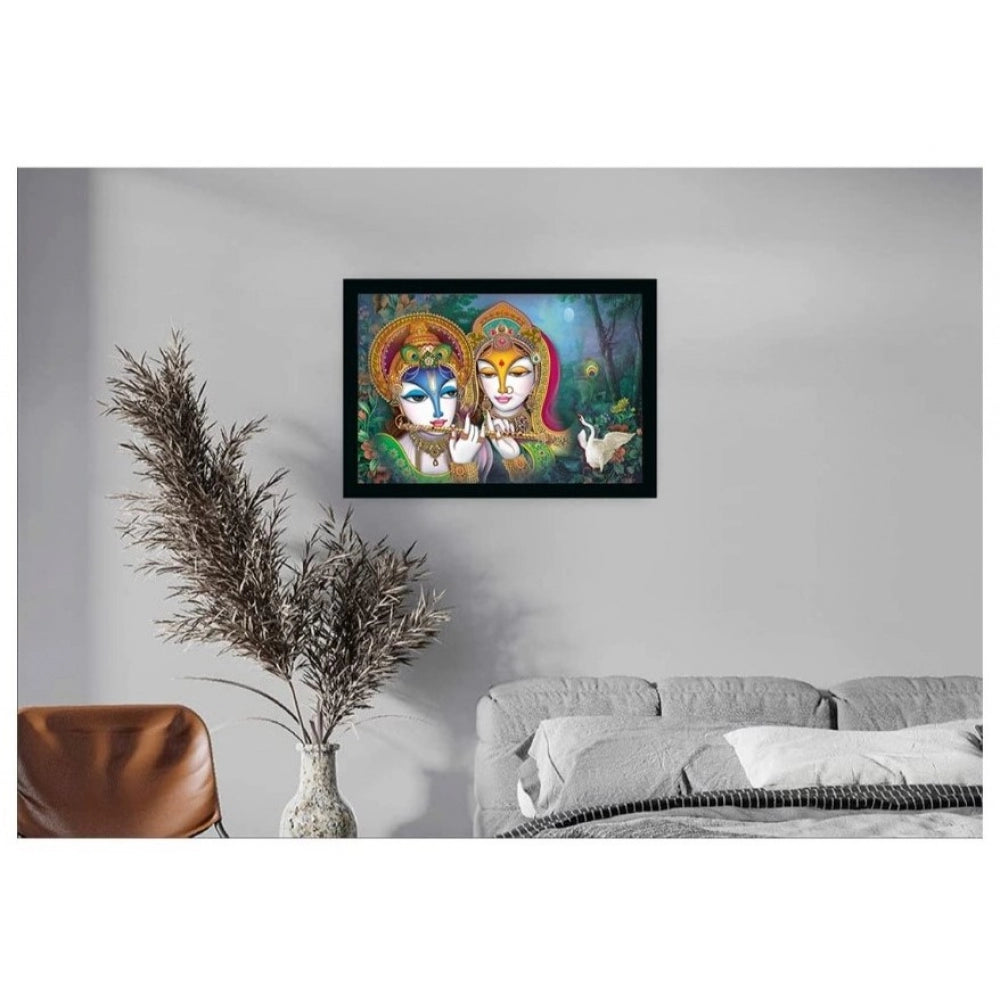 Amfyn Radha Krishna Painting with Synthetic Photo Frame (Multicolor)
