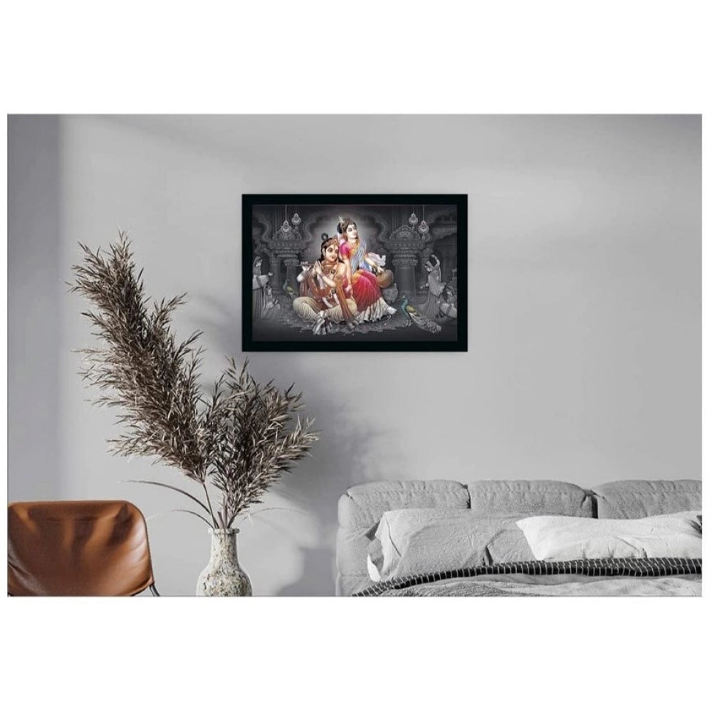 Amfyn Radha Krishna Painting with Synthetic Photo Frame (Multicolor)