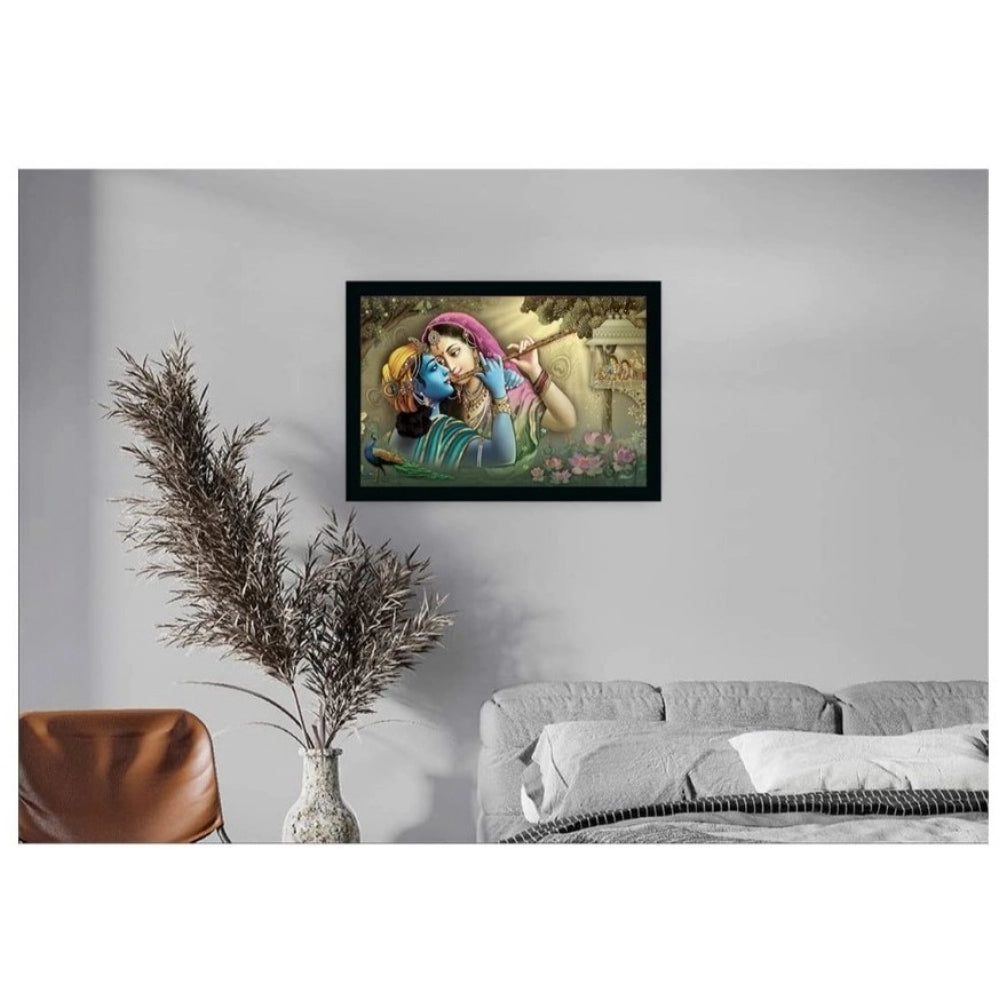 Amfyn Radha Krishna Painting with Synthetic Photo Frame (Multicolor)