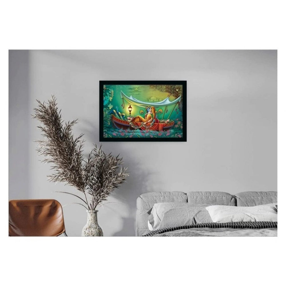 Amfyn Radha Krishna Painting with Synthetic Photo Frame (Multicolor)
