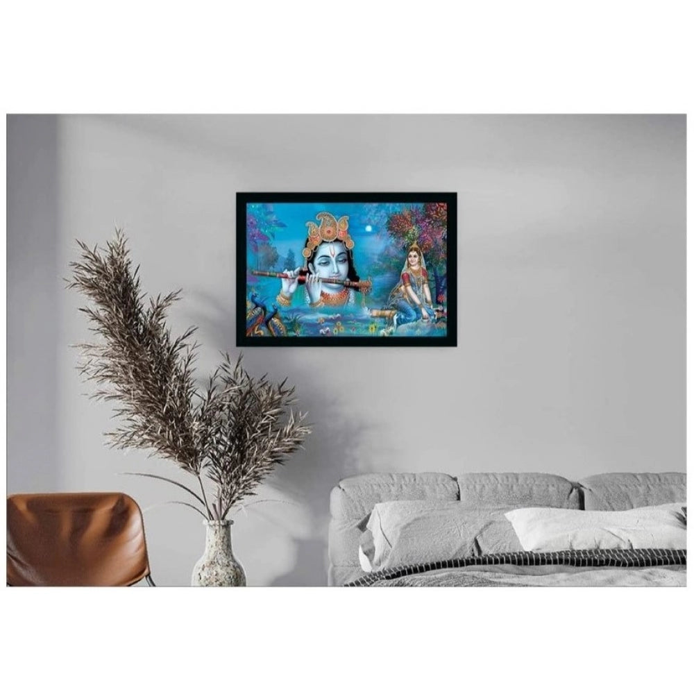 Amfyn Radha Krishna Painting with Synthetic Photo Frame (Multicolor)