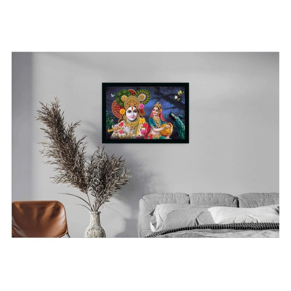 Amfyn Radha Krishna Painting Vinyl Sparkle Coated with Synthetic Photo Frame (Multicolor)
