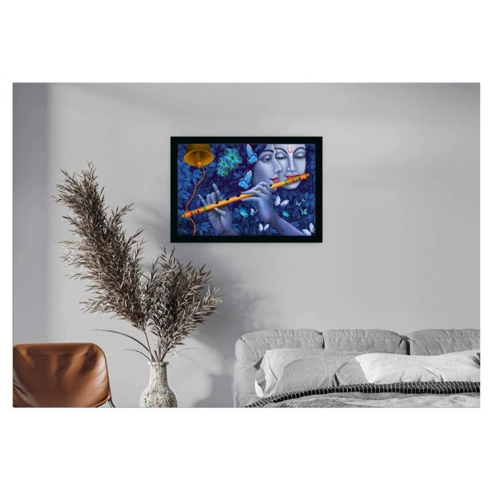 Fashion Radha Krishna Painting with Synthetic Photo Frame (Multicolor)