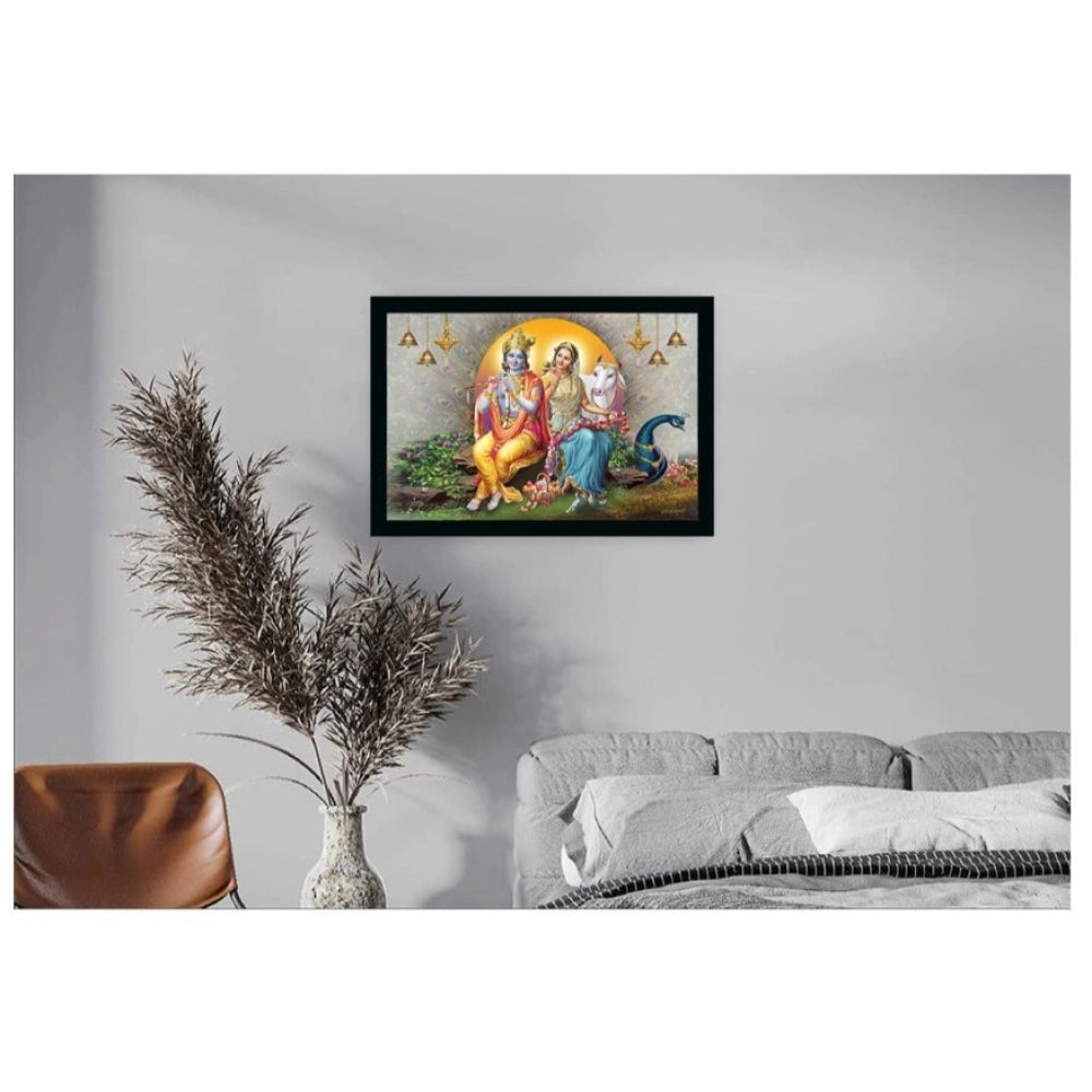 Fashion Radha Krishna Painting with Synthetic Photo Frame (Multicolor)
