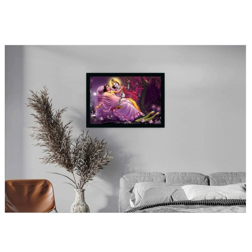 Fashion Radha Krishna Painting with Synthetic Photo Frame (Multicolor)