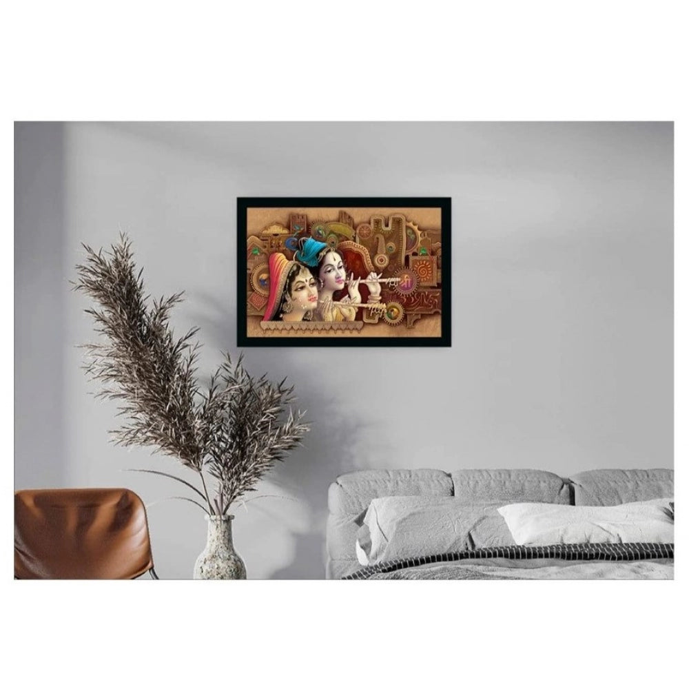 Fashion Radha Krishna Painting with Synthetic Photo Frame (Multicolor)