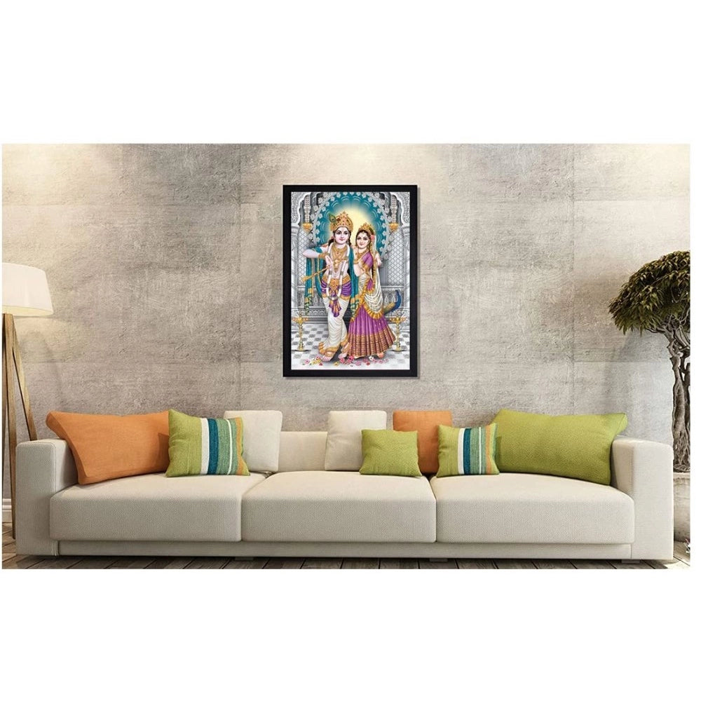 Fashion Radha Krishna Painting with Synthetic Photo Frame (Multicolor)