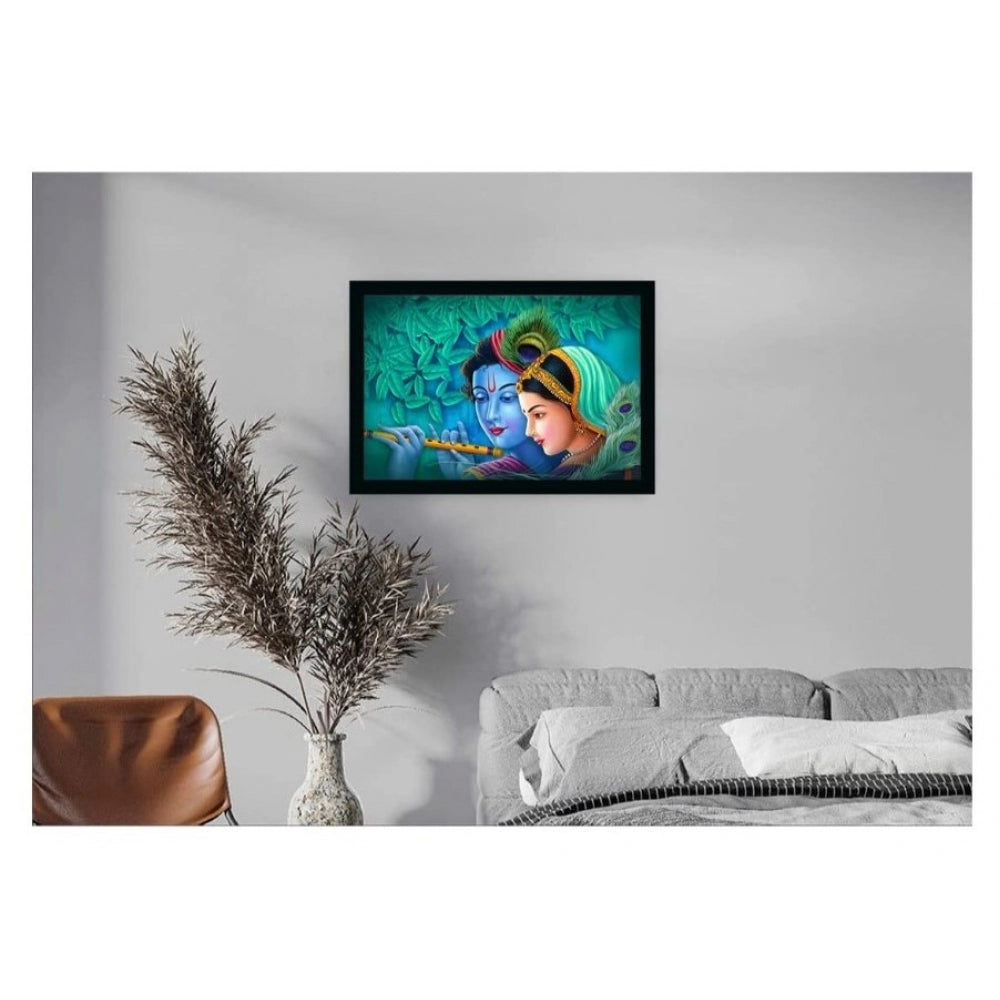 Amfyn Radha Krishna Painting with Synthetic Photo Frame (Multicolor)