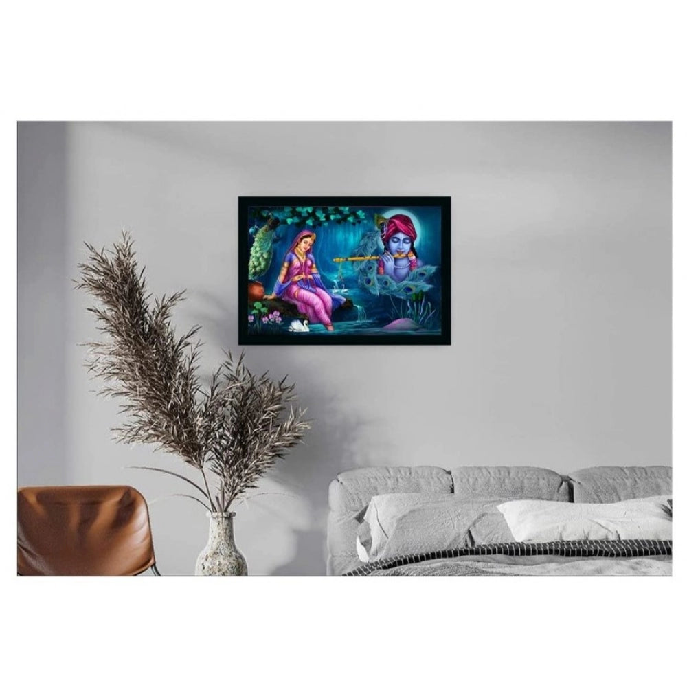 Amfyn Radha Krishna Painting with Synthetic Photo Frame (Multicolor)