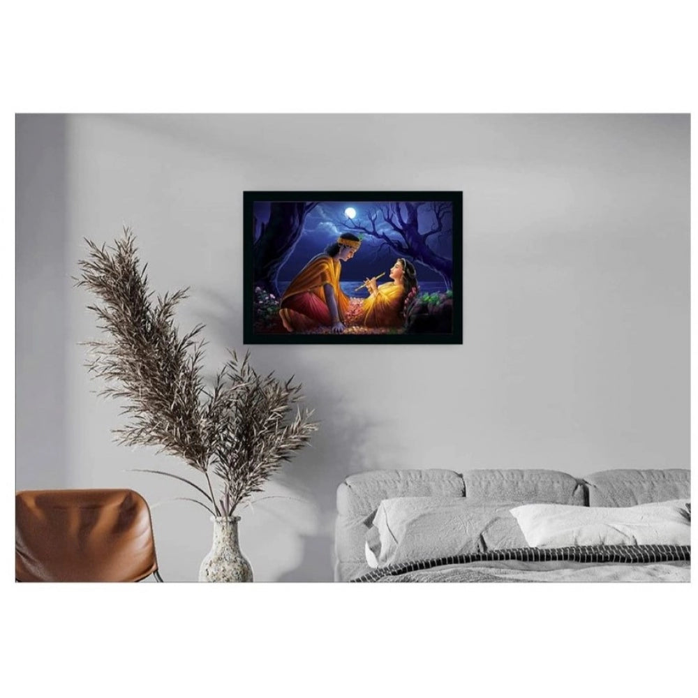 Amfyn Radha Krishna Painting with Synthetic Photo Frame (Multicolor)