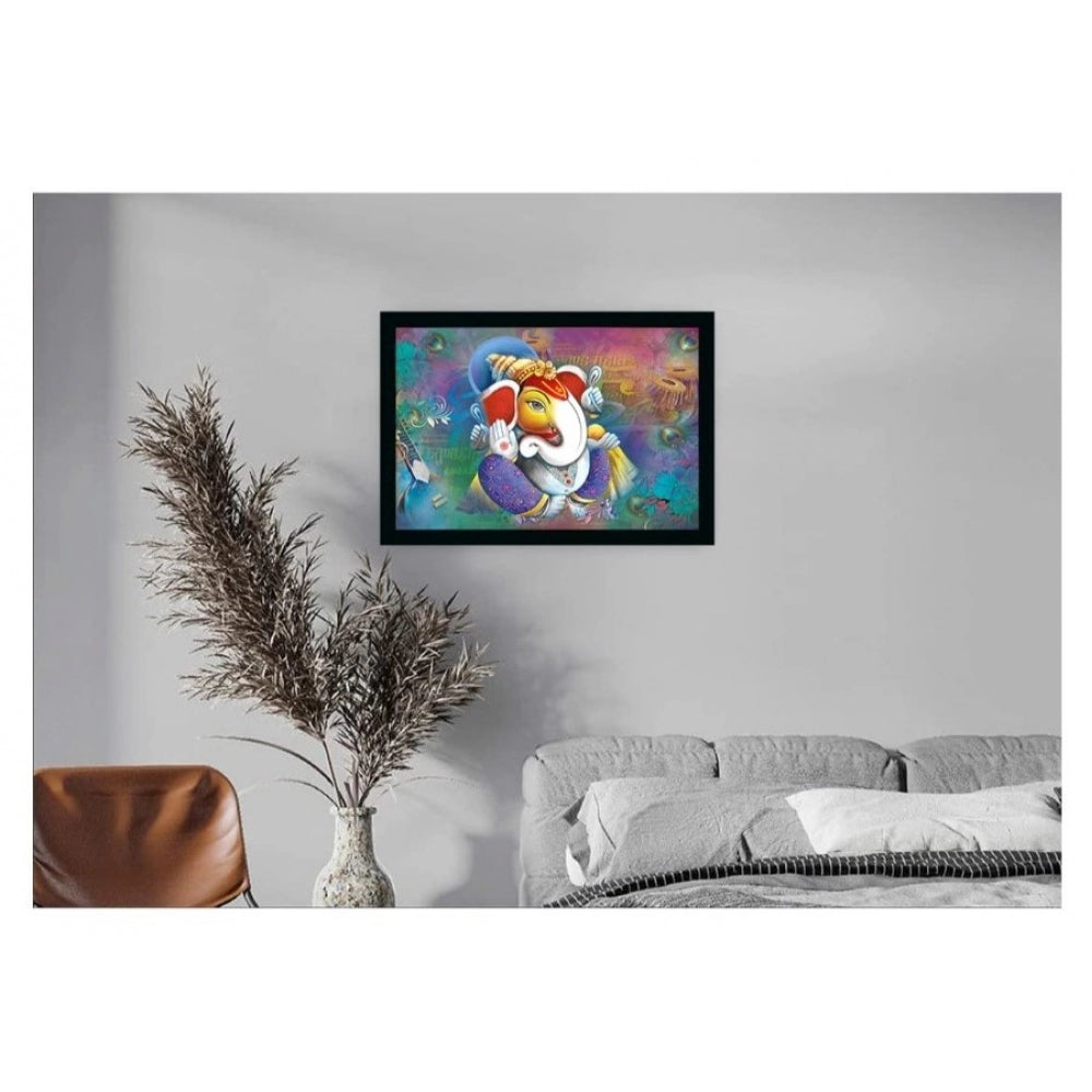 Amfyn Ganesh Photo with Synthetic Photo Frame (Multicolor)