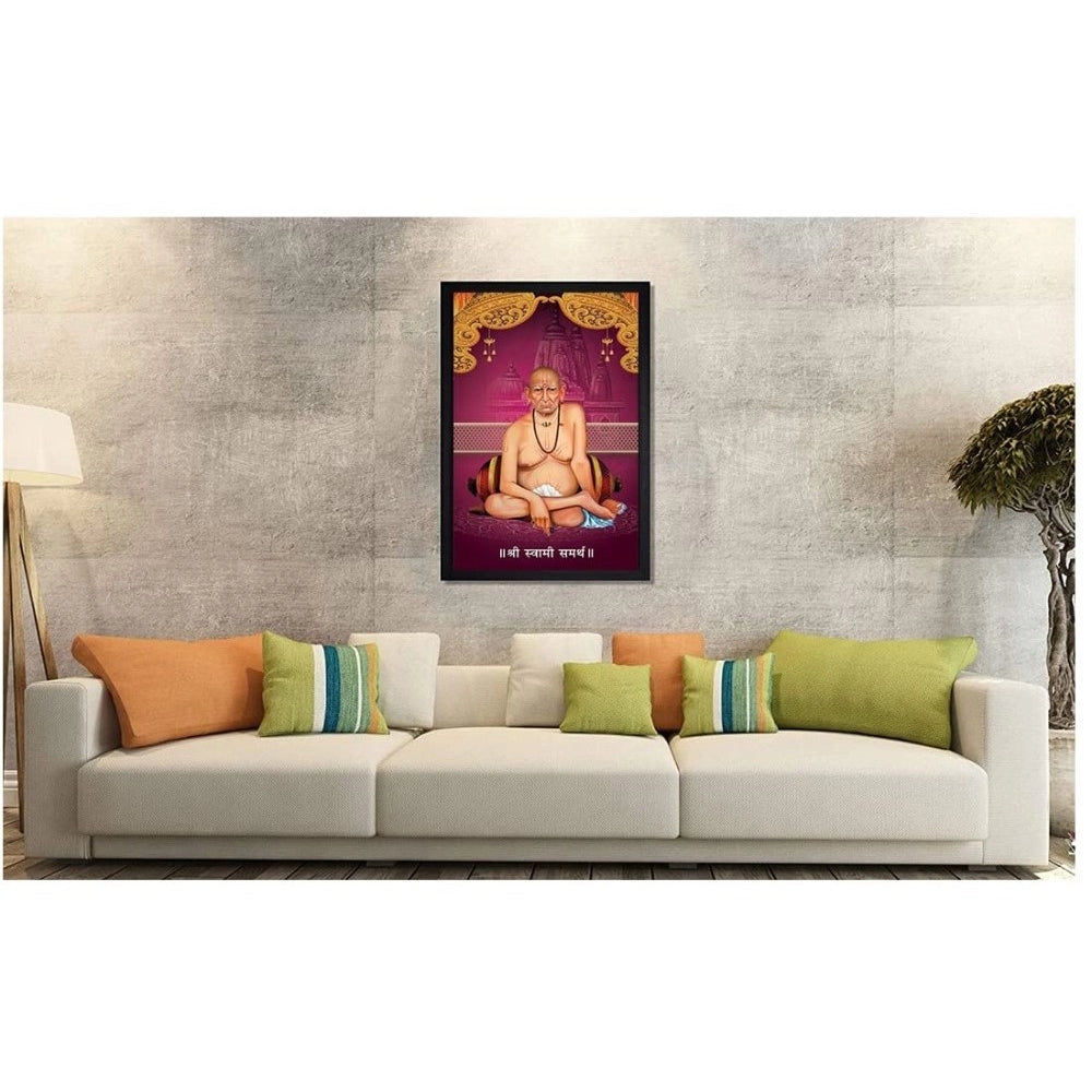 Amfyn Shri Swami Samarth Photo Frame with Synthetic Photo Frame (Multicolor)