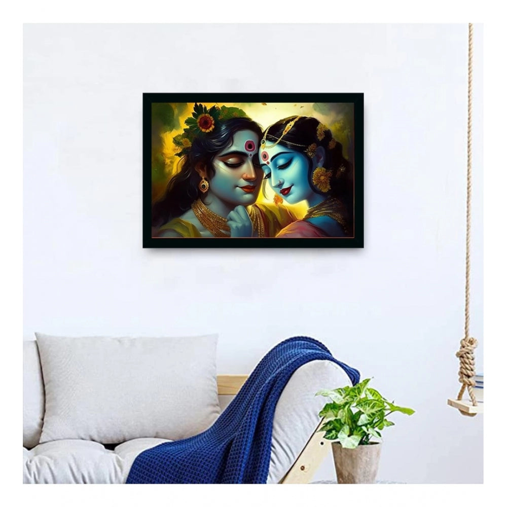Amfyn Radha Krishna Painting with Synthetic Photo Frame (Multicolor)