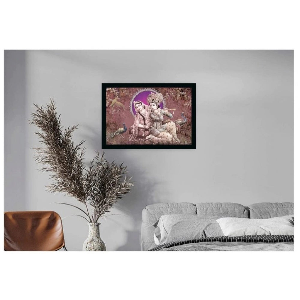 Amfyn Radha Krishna Painting with Synthetic Photo Frame (Multicolor)