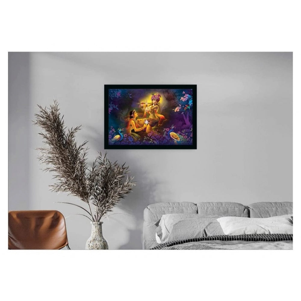 Amfyn Radha Krishna Painting Vinyl Sparkle Coated with Synthetic Photo Frame (Multicolor)