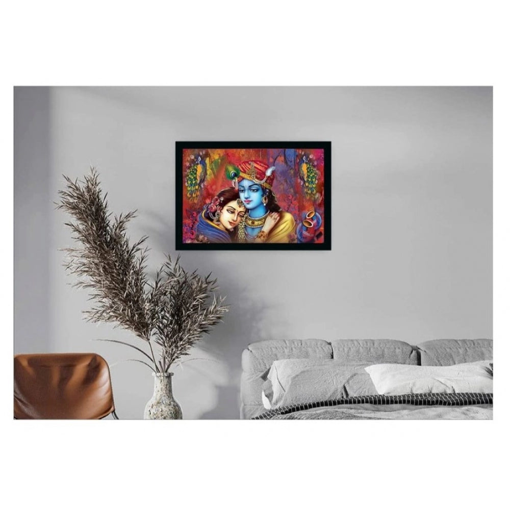 Amfyn Radha Krishna Painting with Synthetic Photo Frame (Multicolor)