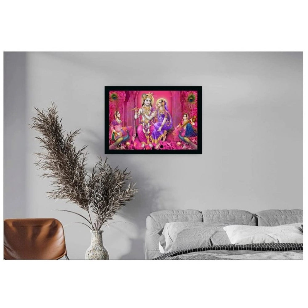 Amfyn Radha Krishna Painting with Synthetic Photo Frame (Multicolor)