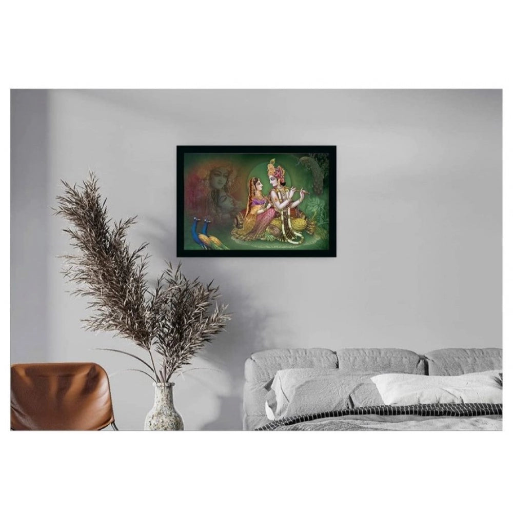 Amfyn Radha Krishna Painting with Synthetic Photo Frame (Multicolor)