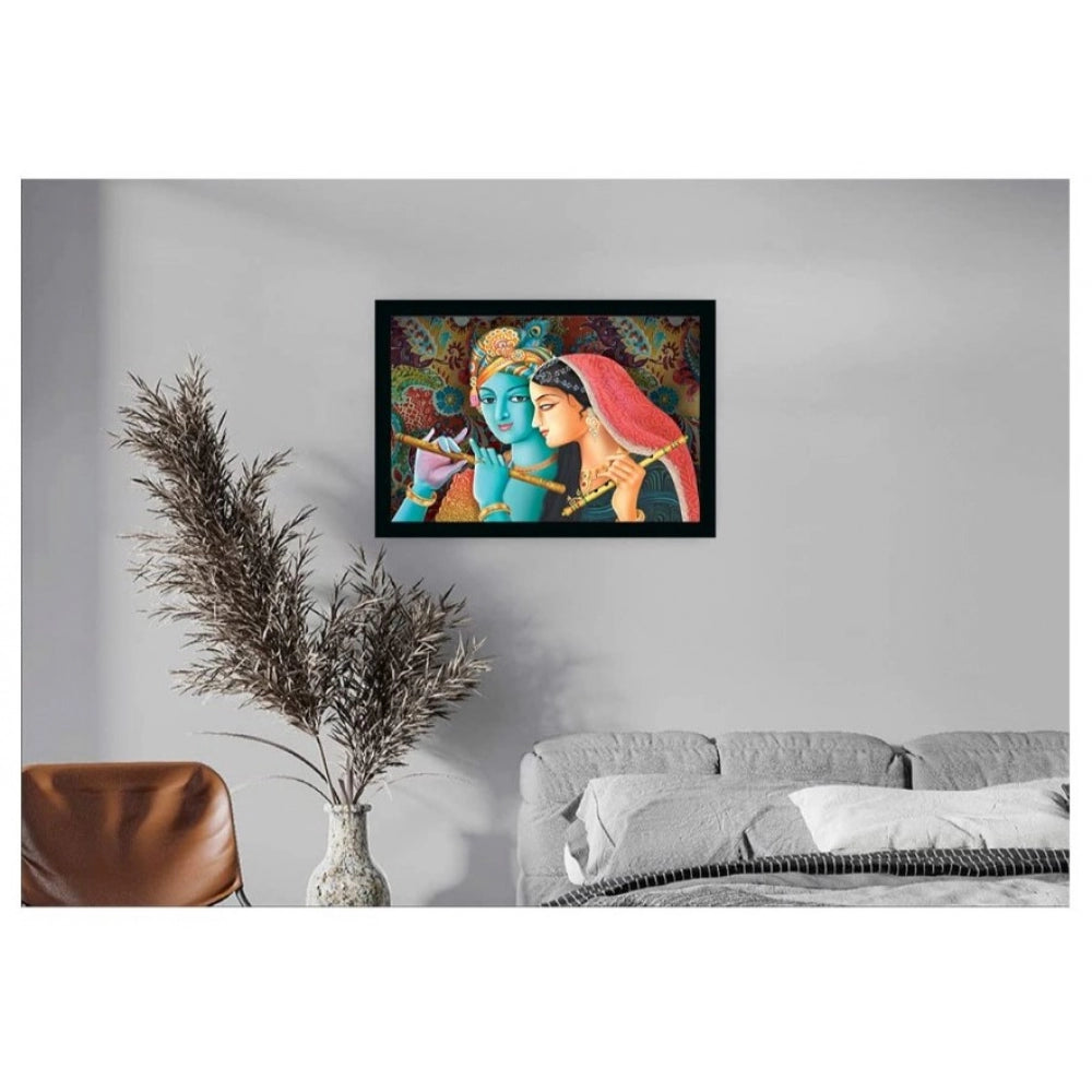 Amfyn Radha Krishna Painting with Synthetic Photo Frame (Multicolor)