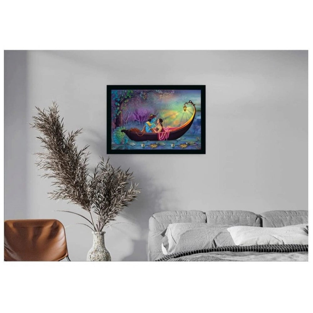 Fashion Radha Krishna Painting with Synthetic Photo Frame (Multicolor)