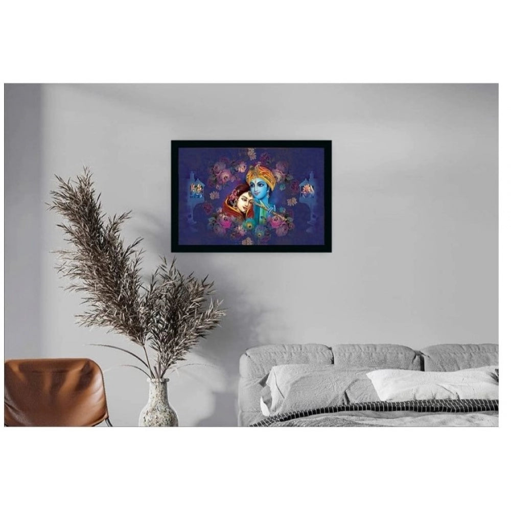 Amfyn Radha Krishna Painting with Synthetic Photo Frame (Multicolor)