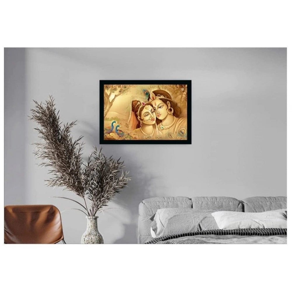 Amfyn Radha Krishna Painting with Synthetic Photo Frame (Multicolor)