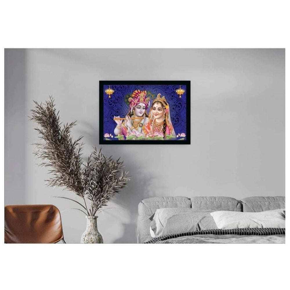 Amfyn Radha Krishna Painting with Synthetic Photo Frame (Multicolor)
