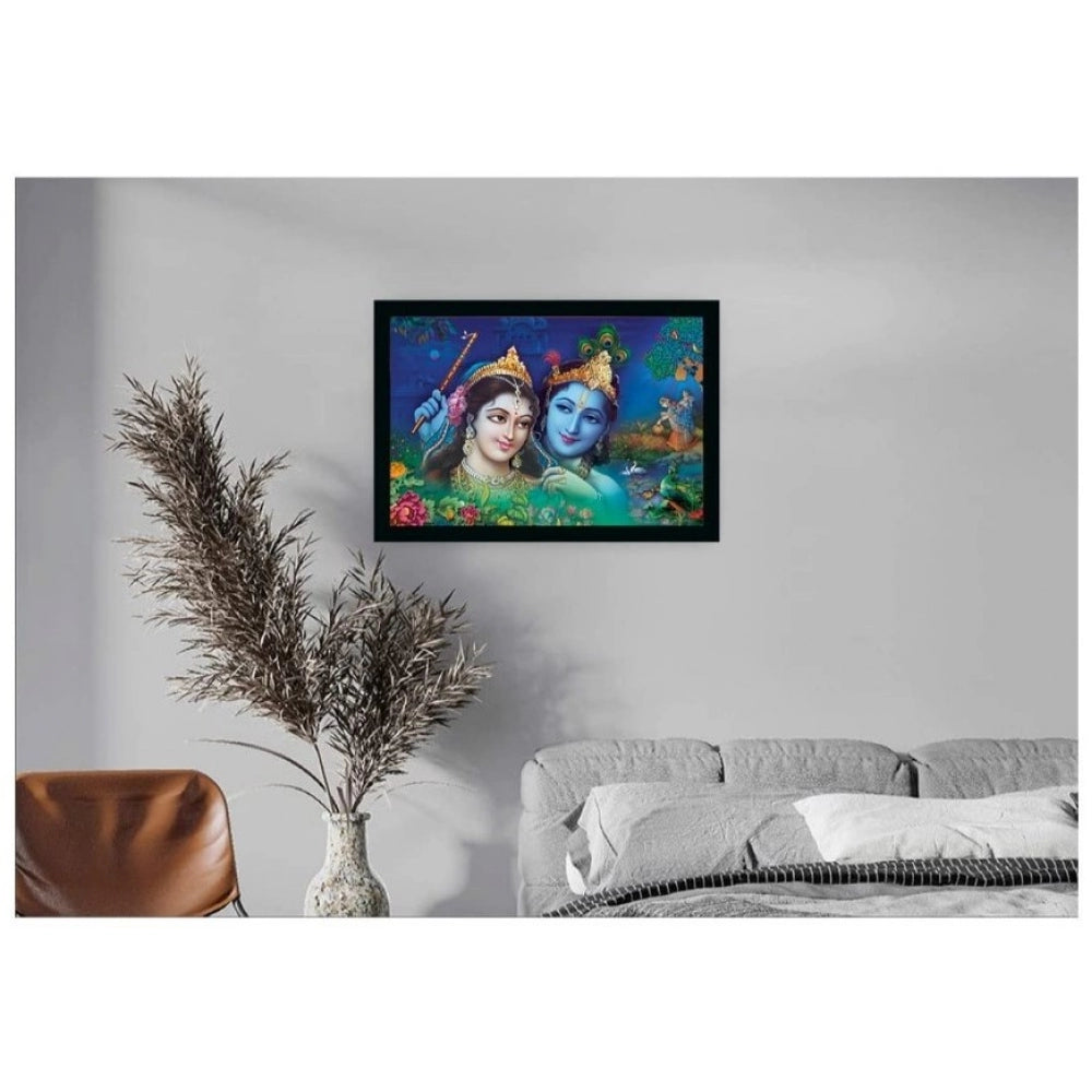 Amfyn Radha Krishna Painting with Synthetic Photo Frame (Multicolor)