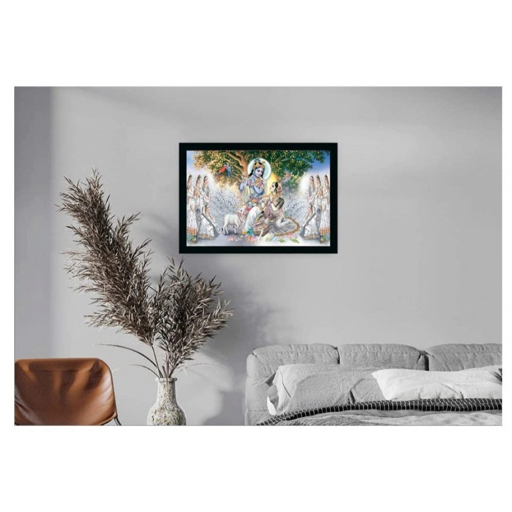 Amfyn Radha Krishna Painting with Synthetic Photo Frame (Multicolor)