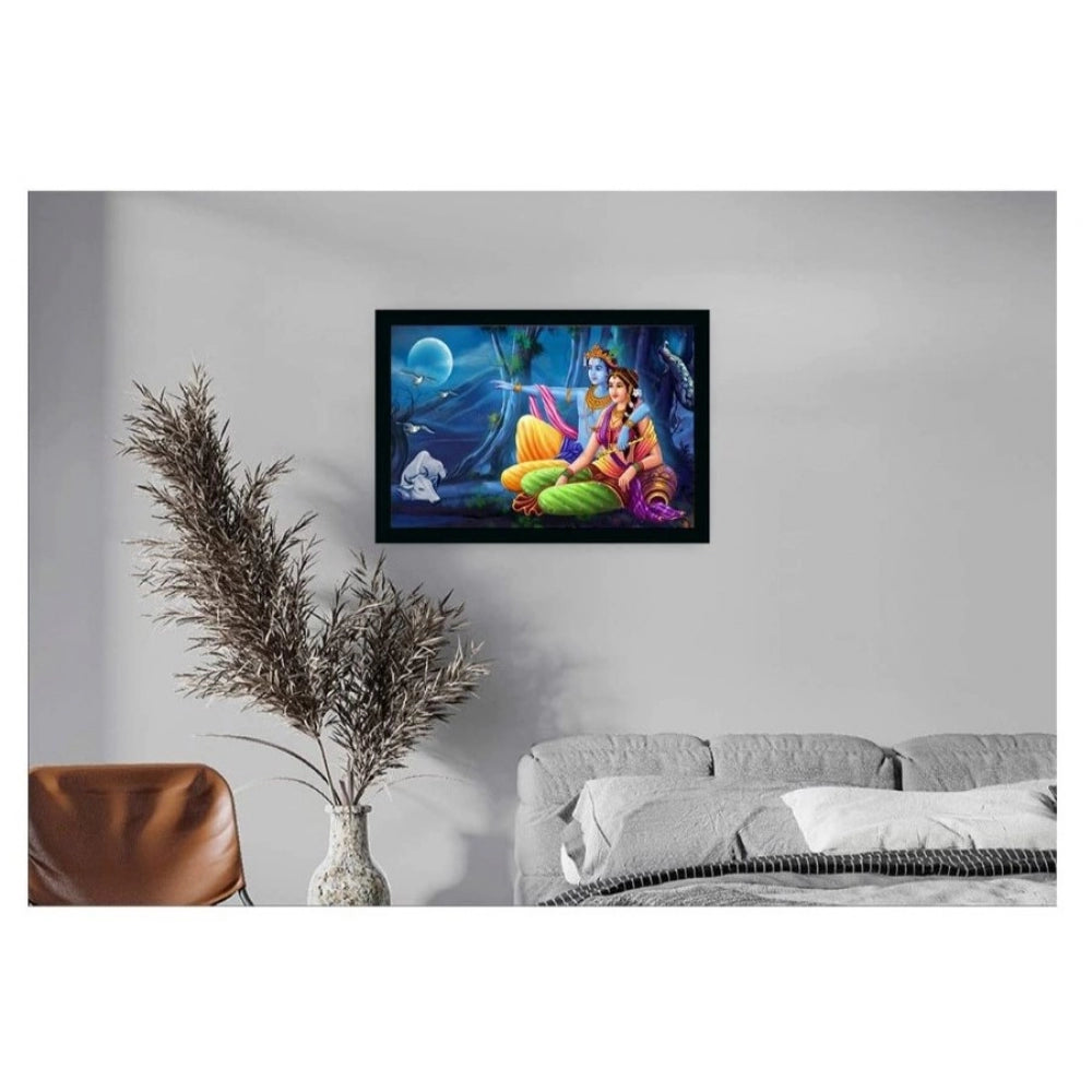 Fashion Beautiful Radha Krishna Vinyl Sparkle Coated with Synthetic Photo Frame (Multicolor)