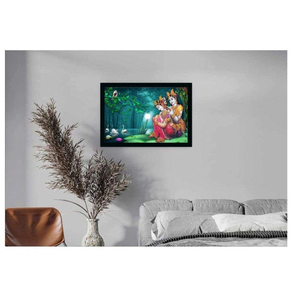 Fashion Radha Krishna Painting with Synthetic Photo Frame (Multicolor)