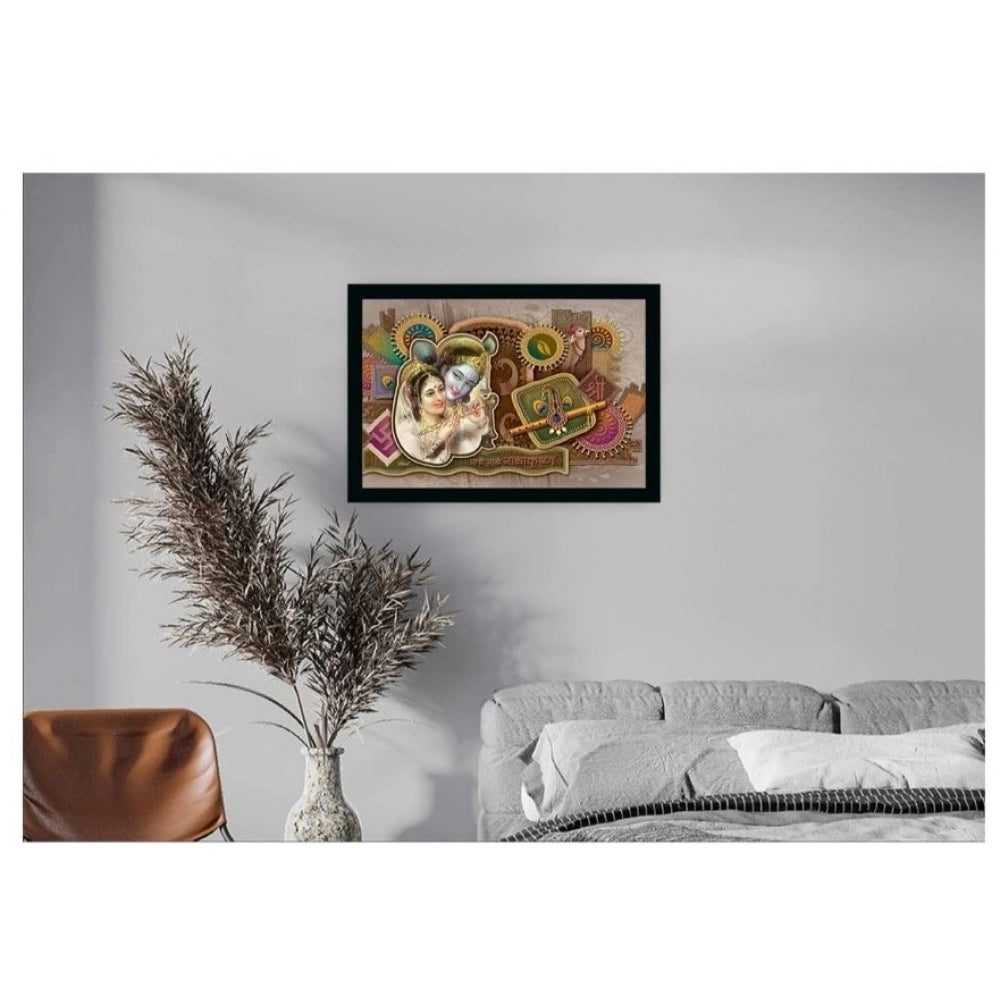 Fashion Radha Krishna Painting with Synthetic Photo Frame (Multicolor)