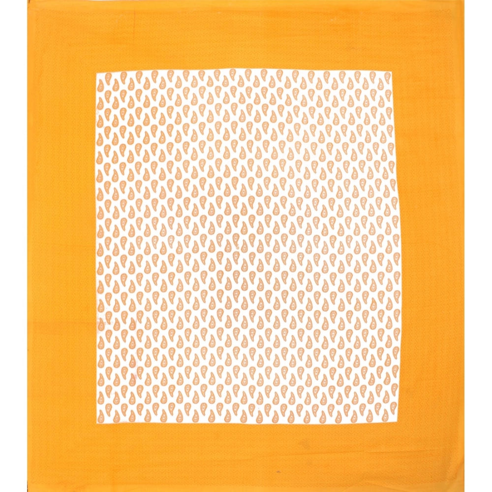 Amfyn Cotton Printed Queen Size Bedsheet With 2 Pillow Covers (Yellow, 90x100 Inch)