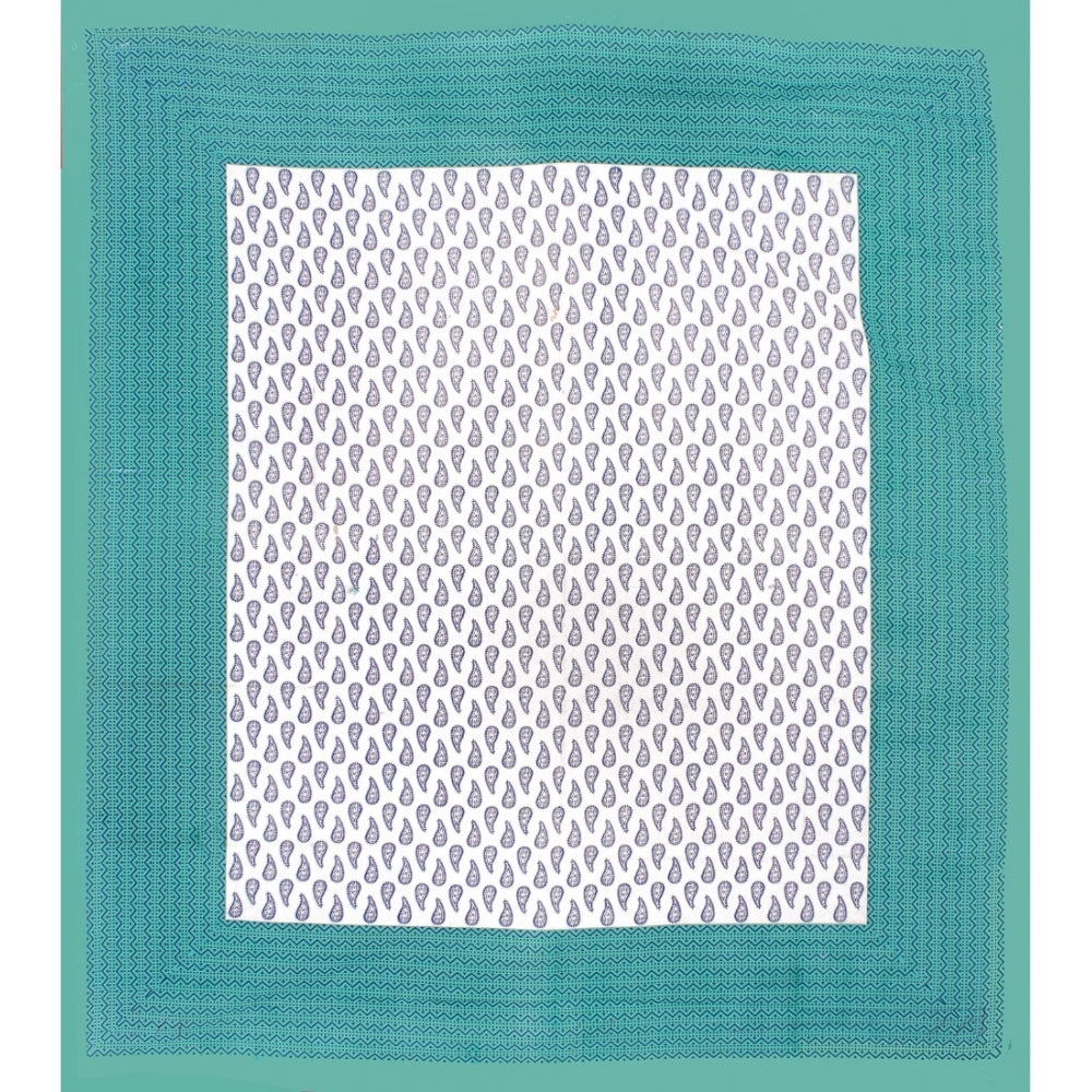 Amfyn Cotton Printed Queen Size Bedsheet With 2 Pillow Covers (Light Green, 90x100 Inch)