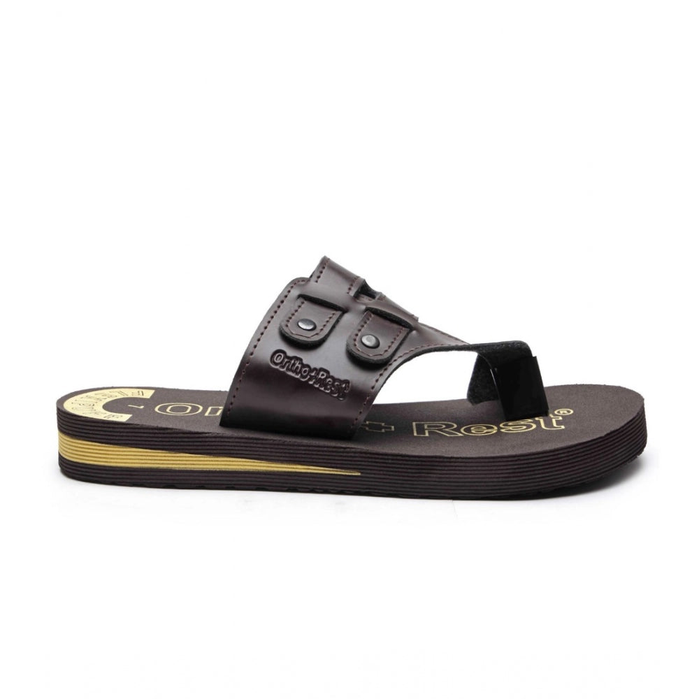 Amfyn Unisex Rubber Comfortable Orthopedic Doctor Slipper and Flip Flops (Brown)