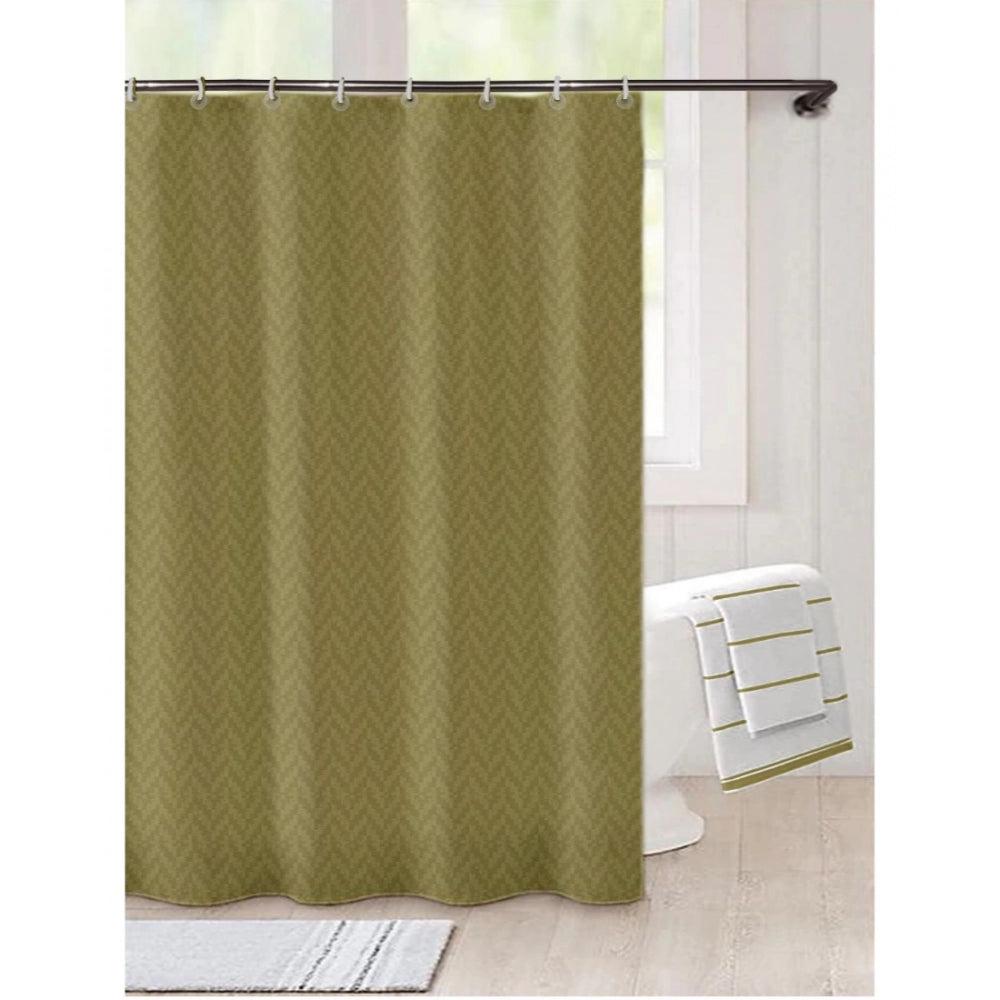 Amfyn Waves Polyester Plain Shower Curtains with Plastic Eyelets (Light Green)