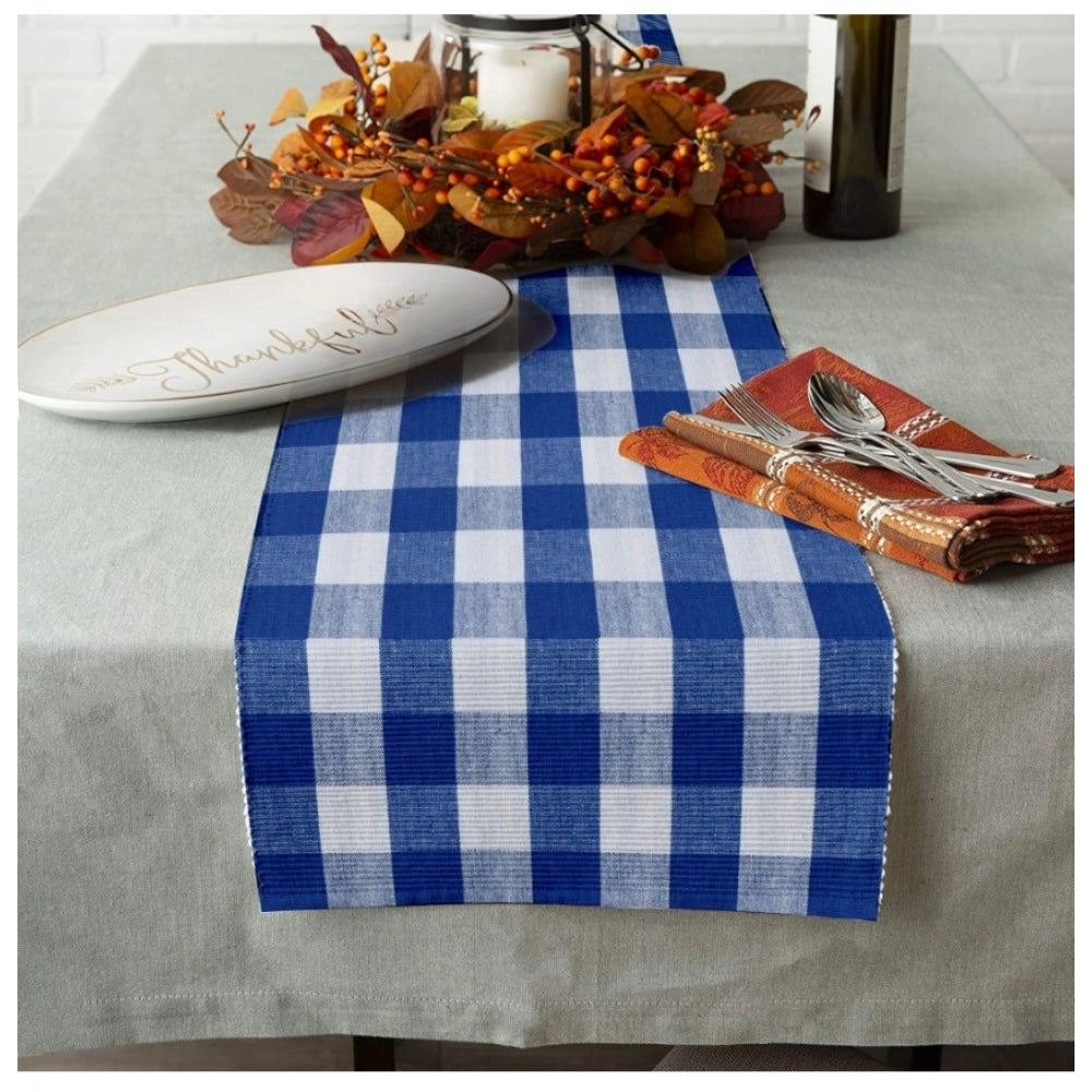 Amfyn Checked Cotton Table Runners (Royal Blue)