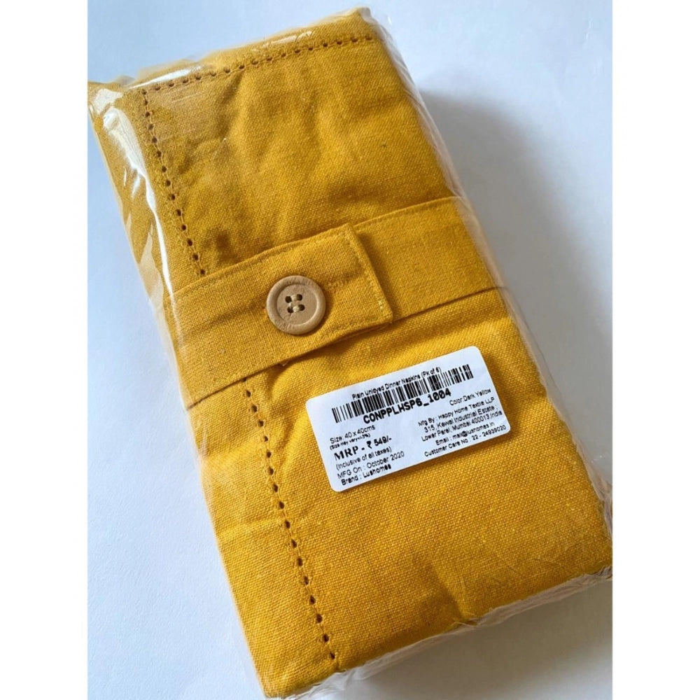Amfyn Solid Cotton Napkins Sets (Yellow)