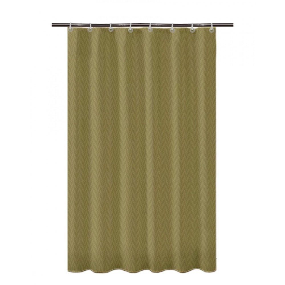 Amfyn Waves Polyester Plain Shower Curtains with Plastic Eyelets (Light Green)