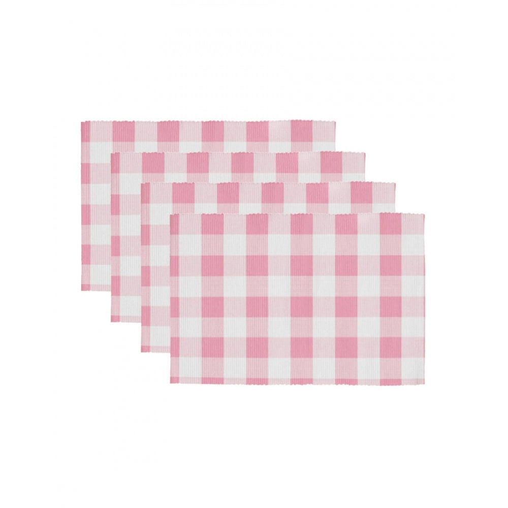 Amfyn Checked Cotton Place Mats Sets (Pink)