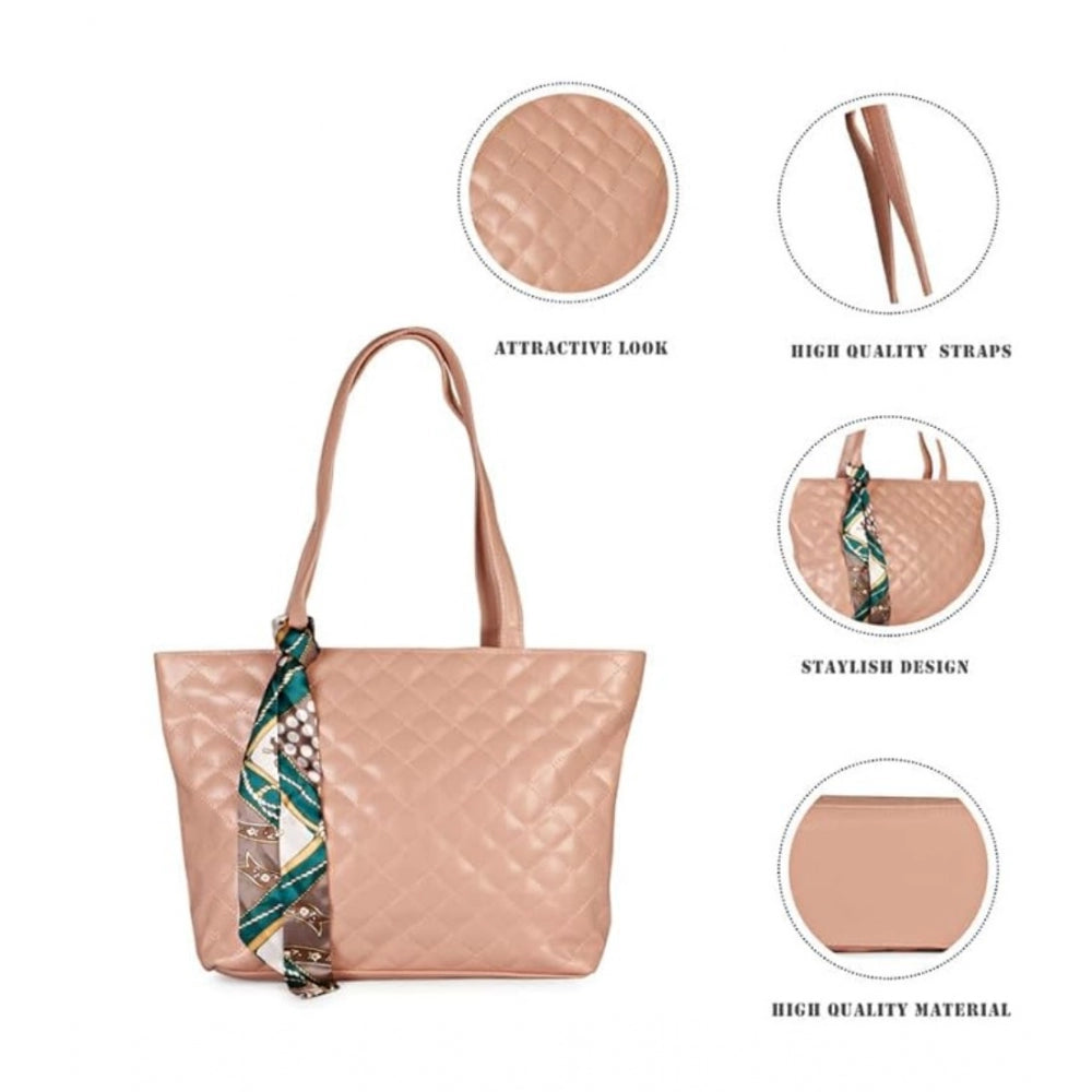 Fashion Women's Polyurethane Textured  Shoulder Bag (Peach)