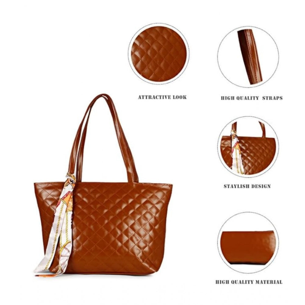 Fashion Women's Polyurethane Textured Shoulder Bag (Dark Brown)