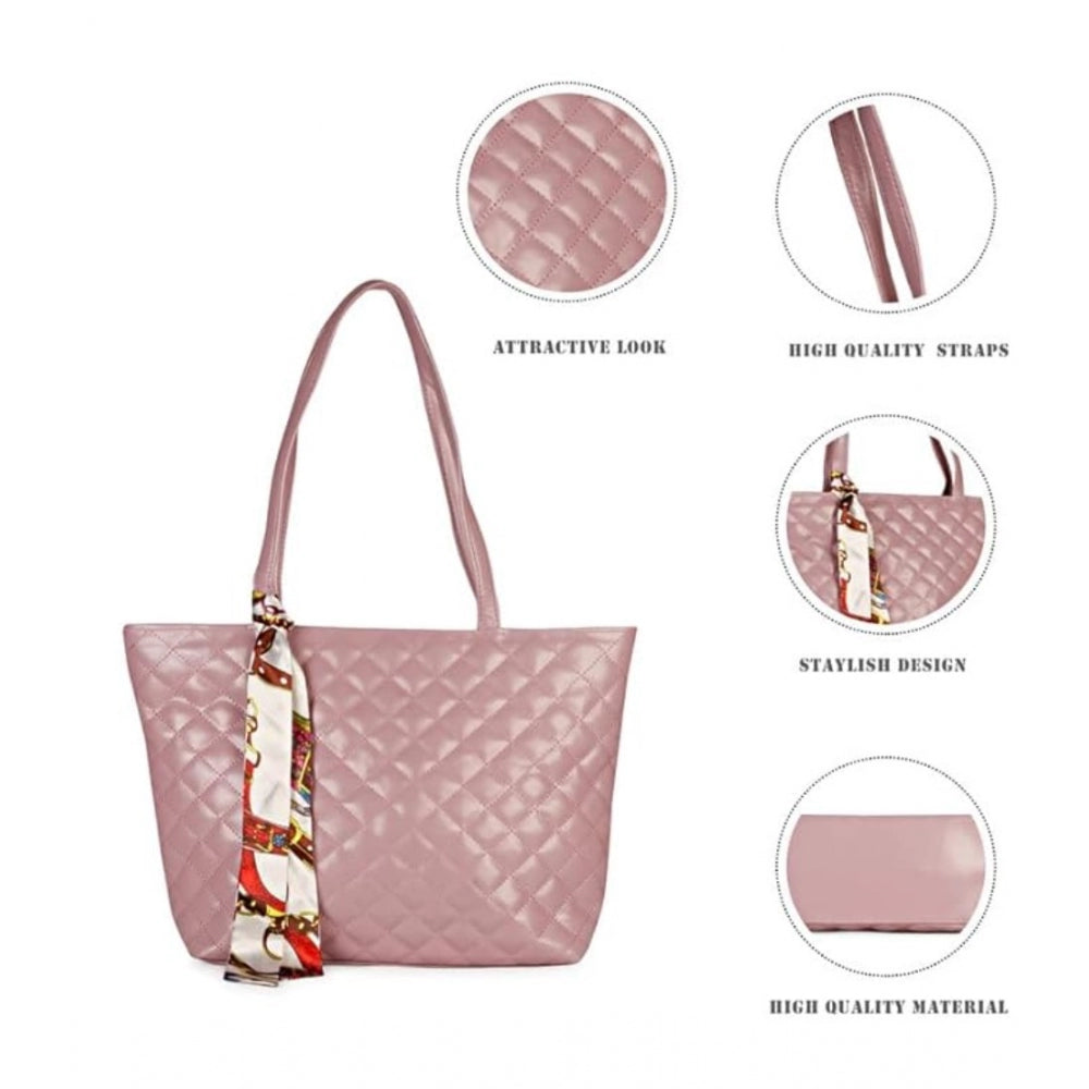 Fashion Women's Polyurethane Textured Shoulder Bag (Blush Pink)