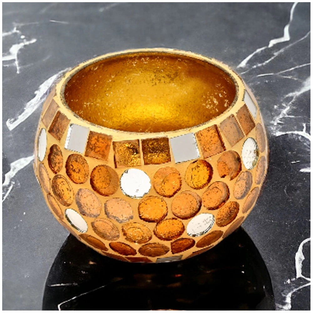 Amfyn Glass Roli-Poli Tea Light Holder (Gold)
