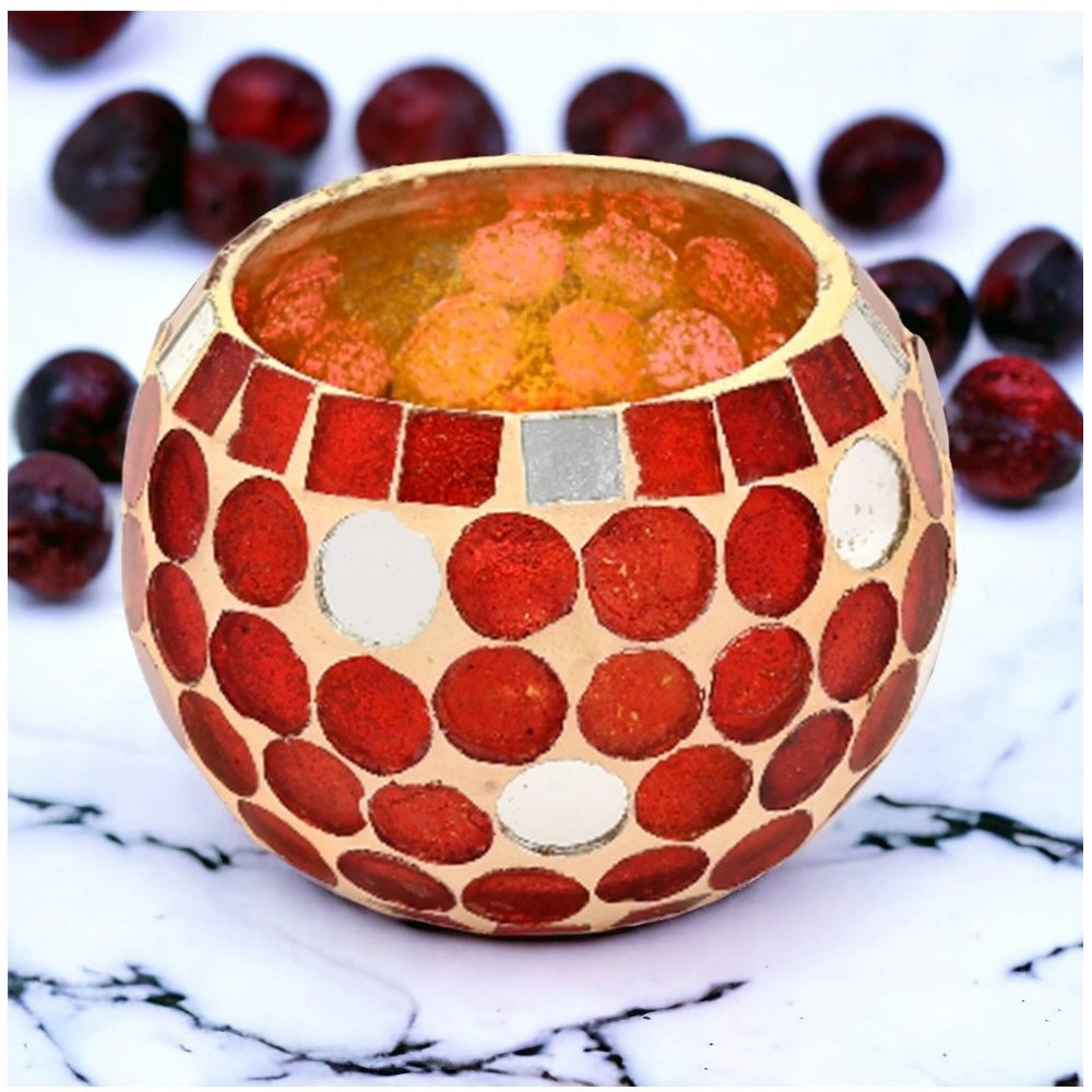 Amfyn Glass Roli-Poli Tea Light Holder (Red)