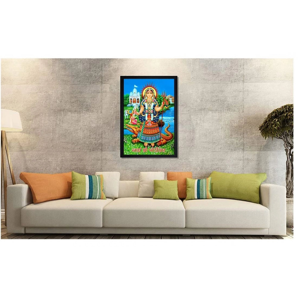 Amfyn Maa Khodal Painting with Synthetic Photo Frame (Multicolor)