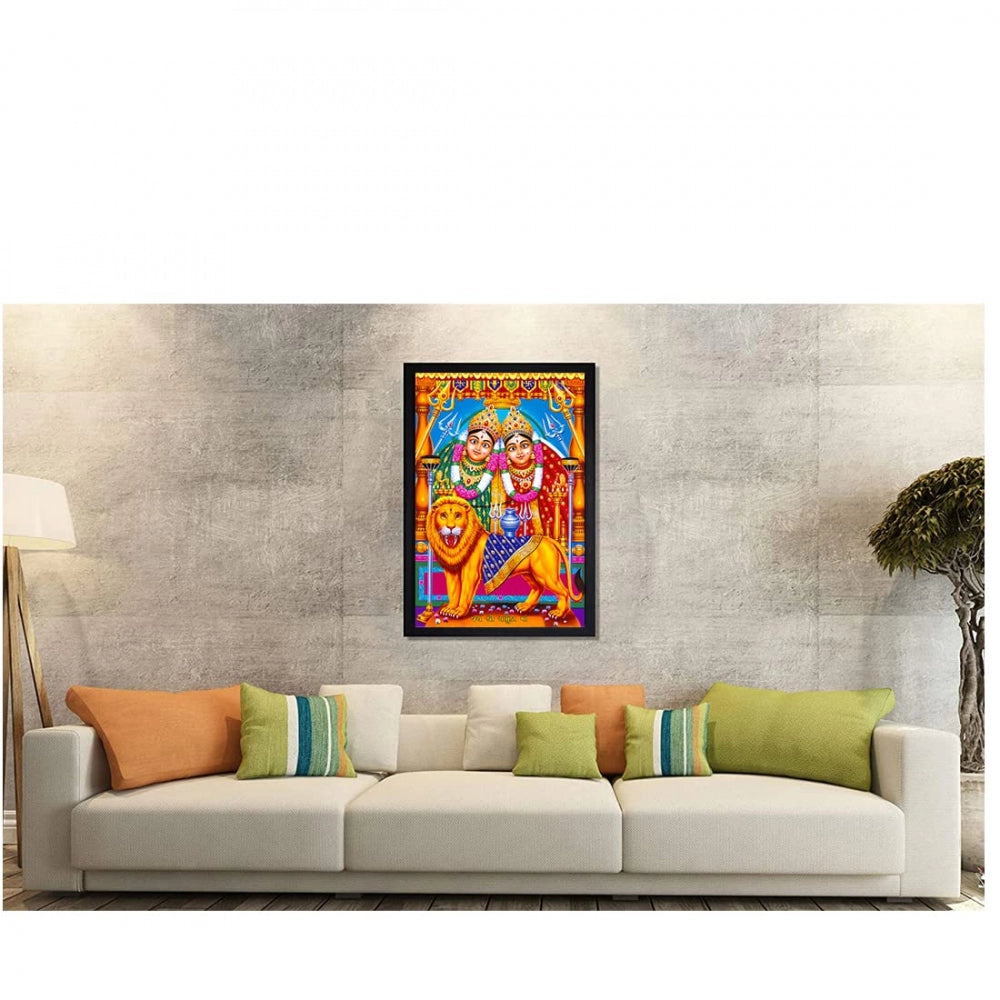 Amfyn Maa Chamunda Painting with Synthetic Photo Frame (Multicolor)